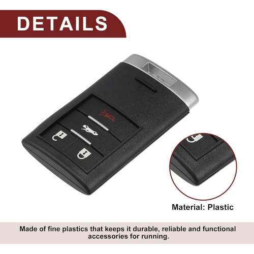 Key Fob Shell Case for Chevrolet Corvette 4 Buttons Replacement | Keyless Entry Remote Control Key