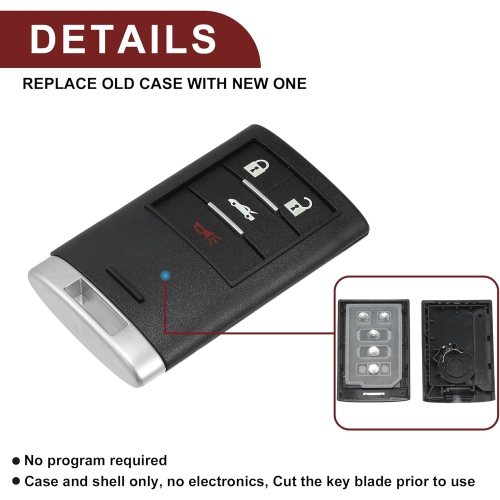 Key Fob Shell Case for Chevrolet Corvette 4 Buttons Replacement | Keyless Entry Remote Control Key