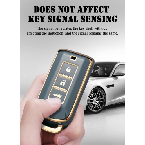 Soft TPU with Gold Edge Smart Key Fob Cover for Mitsubishi Outlander ASX Lancer Evo X GTS EX Keyless Keychain