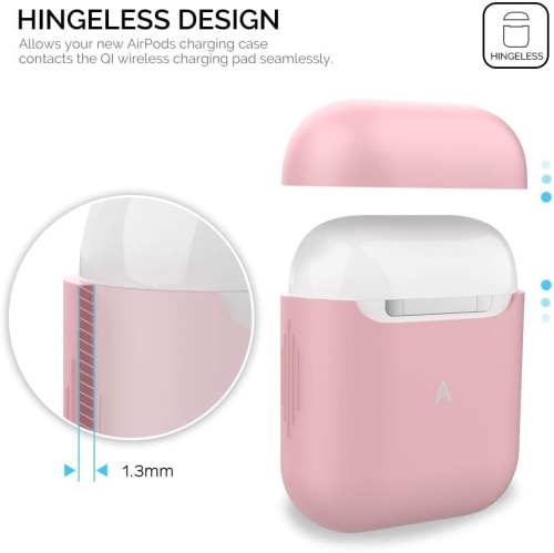 Étui en silicone [visible à l'avant] compatible avec les AirPods 2 (rose)