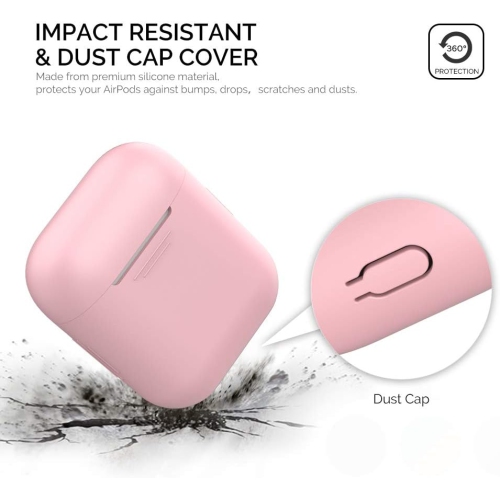 Étui en silicone [visible à l'avant] compatible avec les AirPods 2 (rose)
