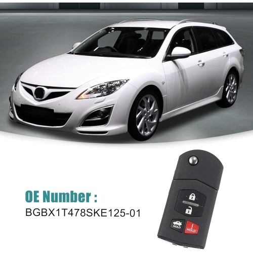 Key Fob Fit for for Mazda 6 MX-5 - Pack of 1 Black