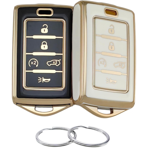 TPU Key Fob Cover Compatible with 2021-2024 Jeep Grand Cherokee L Grand Wagoneer L Wagoneer Grand Cherokee