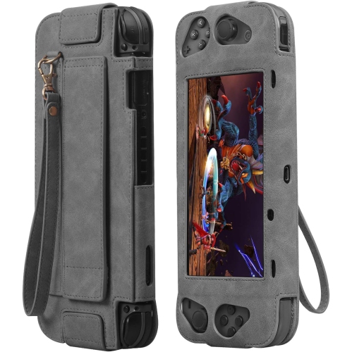 Faux Leather Carry Case, Compatible with Nintendo Switch, Protective Case with Removable Strap