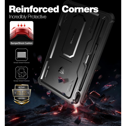 for Samsung Galaxy Tab S7 FE Case, [Built in Screen Protector and Kickstand] Heavy Duty Military Grade