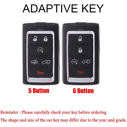 Key Fob Cover Accessories with Keychians Leather Key Case Shell 5 Buttons-Brown