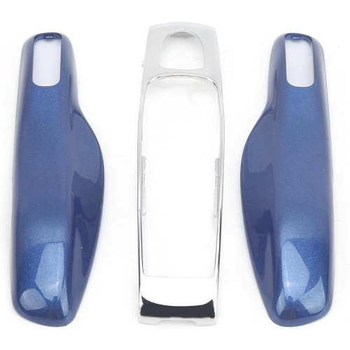 Remote Key Cover, Car Remote Key Fob Case Trim Protective Cover Fit for Porsche 911/Panamera/Macan/Boxster(Blue+Silver)