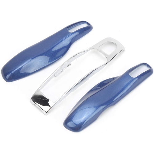Remote Key Cover, Car Remote Key Fob Case Trim Protective Cover Fit for Porsche 911/Panamera/Macan/Boxster(Blue+Silver)