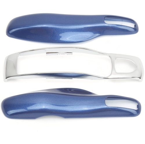 Remote Key Cover, Car Remote Key Fob Case Trim Protective Cover Fit for Porsche 911/Panamera/Macan/Boxster(Blue+Silver)