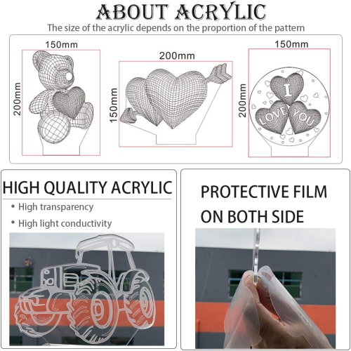 Romantic Love 3D Acrylic Led Lamp for Home Children's Night Light Table Lamp Birthday Party Decor Valentine's Day Bedside Lamp