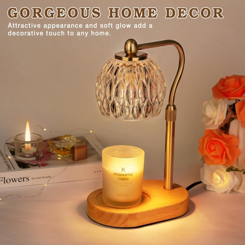 Bougie en verre avec minuterie, chauffe-chandelle rétro, cadeau d'anniversaire pour femmes, maman, femme amie, cadeau de chauffe-lampe, lampe à