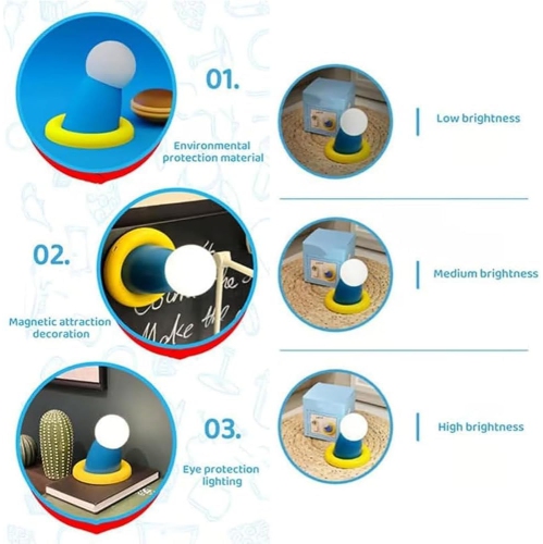 2--pcs Round Hand Clapping Lamp, Silicone Novelty Hand Lamp, Silicone Novelty Magnetic Night Lamp, 3 Level Adjustable, 30-Minute Adjustable Timing