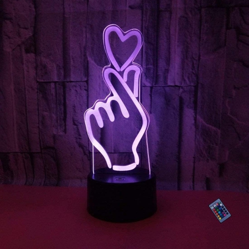 YOULIGHTS  Optical Illusion 3D Love Night Light 16 Colors Changing USB Power Remote Control Touch Switch Decor Lamp Led Table Desk Lamp