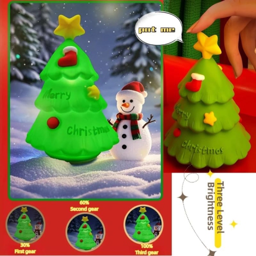 Christmas LED Night Light, Christmas Tree Night Light Cute Silicone Night Light Dimmable Touch Sensor Bedside Lamp for Bedroom, The Best Christmas
