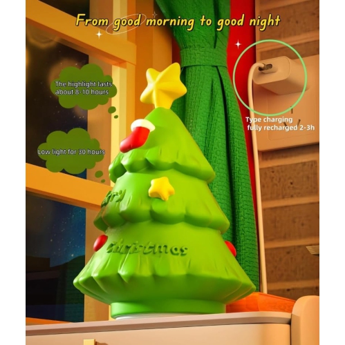 Christmas LED Night Light, Christmas Tree Night Light Cute Silicone Night Light Dimmable Touch Sensor Bedside Lamp for Bedroom, The Best Christmas