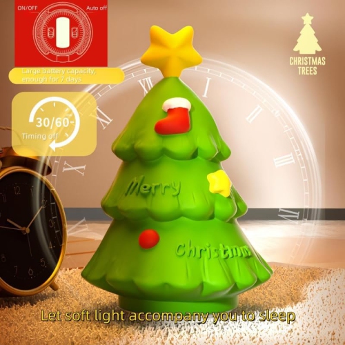 Christmas LED Night Light, Christmas Tree Night Light Cute Silicone Night Light Dimmable Touch Sensor Bedside Lamp for Bedroom, The Best Christmas
