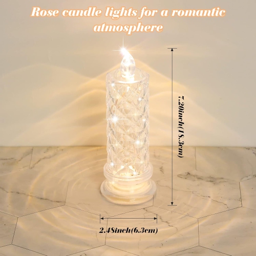 Rose Shadow LED Flameless Candles, 6PCS Romantic Battery Operated Candles Led Pillar Candles for Valentine's Day Romantic Propose Anniversary Wedding