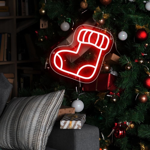 Christmas Decoration Customized LED Personalized Neon Lights, Dimmable Christmas Neon Signs for Wall Decor Wall Light Up Signs, DIY Happy New Year