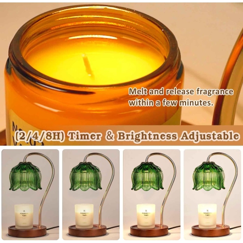 Flower Candle Warmer Lamp with Timer, Glass Candle Warmer Lamp, Birthday Gifts for Women, Mom, Female Friend, Electric Candle Lamp Warmer Gifts,