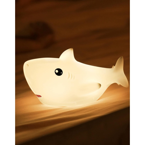YOULIGHTS  Shark Night Light, USB Rechargeable Silicone Led Night Light for Kids, Multicolor Cute Nursery Night Light \w Warm And 7-Color Breathing