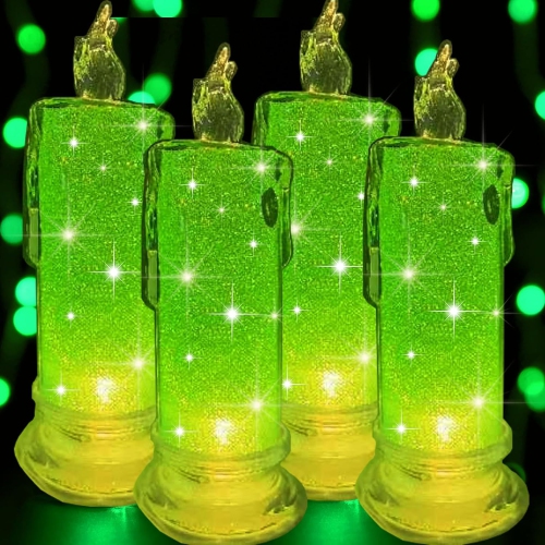 YOULIGHTS  4PCs Led Flameless Candles, Led Pillar Candles, Battery Included, Velas Artificiales Para Decoracion for Saint Patrick's Day Birthday