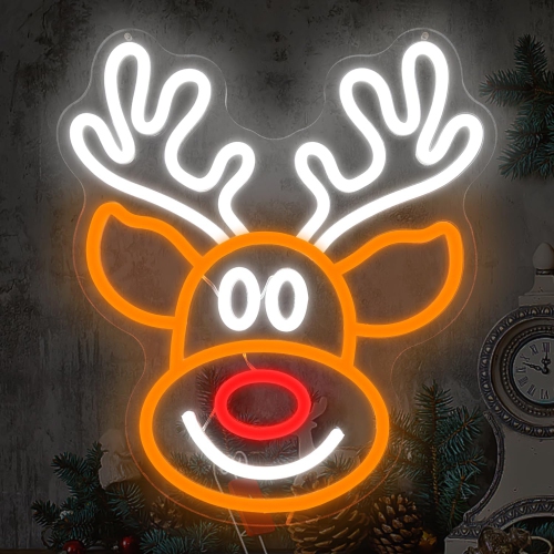Christmas Elk Neon Sign for Wall Decor Dimmable Christmas Neon Sign Light Deer Led Neon Night Light Up Animal Neon Sign