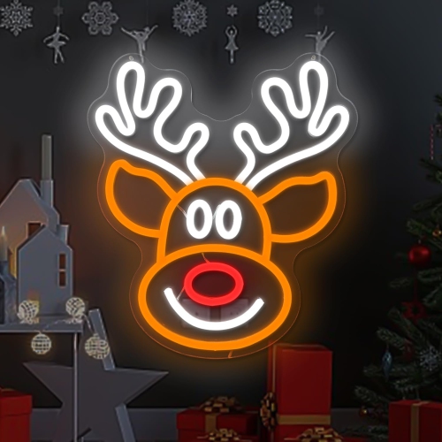 Christmas Elk Neon Sign for Wall Decor Dimmable Christmas Neon Sign Light Deer Led Neon Night Light Up Animal Neon Sign