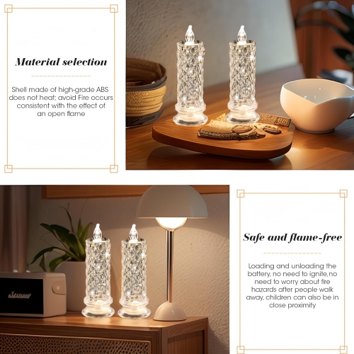 Rose Shadow LED Flameless Candles, 4PCS Romantic Battery Operated Candles Led Pillar Candles for Valentines Proposal Anniversary Wedding Christmas