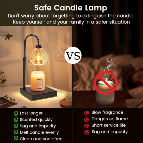 Lampe chauffante à bougie avec gradateur, minuterie 2H/4H/8H, compatible avec la grande bougie Yankee Candle, chauffe-bougies parfumées Home en pot