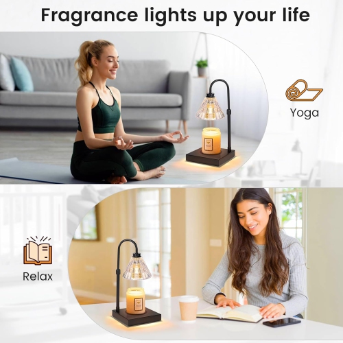 Lampe chauffante à bougie avec gradateur, minuterie 2H/4H/8H, compatible avec la grande bougie Yankee Candle, chauffe-bougies parfumées Home en pot