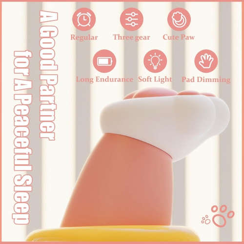 Night Light for Kids - Cute Cat Paw Night Light, Silicone Nursery Light, Tap or Button Control, Three Brightness Levels, Suitable for Kids Room,