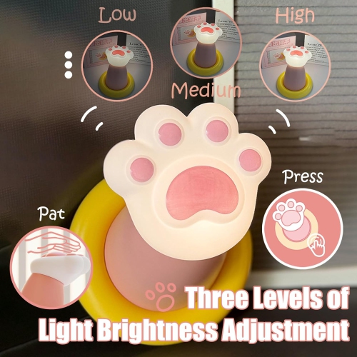 Night Light for Kids - Cute Cat Paw Night Light, Silicone Nursery Light, Tap or Button Control, Three Brightness Levels, Suitable for Kids Room,