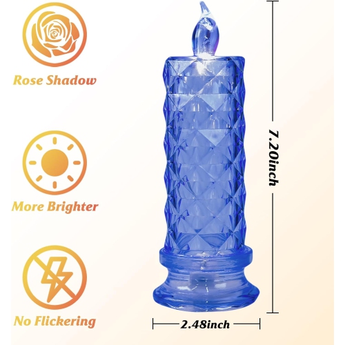 LED Candles, 4Pack Battery Operated Candles with Rose Light Halo, Romantic Flameless Pillar Candles for Valentine's Day Halloween Decorations