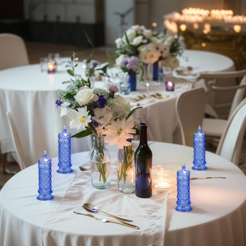 LED Candles, 4Pack Battery Operated Candles with Rose Light Halo, Romantic Flameless Pillar Candles for Valentine's Day Halloween Decorations