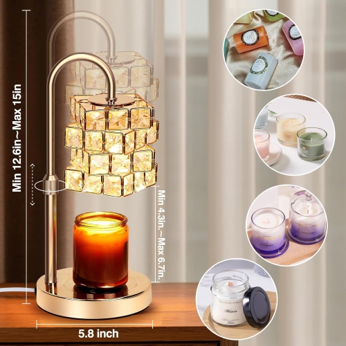 Chauffe-bougie, lampe chauffe-bougie avec minuterie et réchauffeur de bougie à hauteur réglable, chauffe-bougie avec ampoules 2 * 50 W.