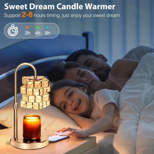 Chauffe-bougie, lampe chauffe-bougie avec minuterie et réchauffeur de bougie à hauteur réglable, chauffe-bougie avec ampoules 2 * 50 W.