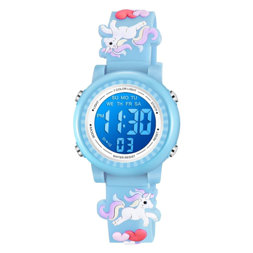 Kids Watches 3D Cartoon Waterproof 7 Color Lights Toddler Wrist Digital Watch with Alarm Stopwatch for 3-10 Year Girls Little Child