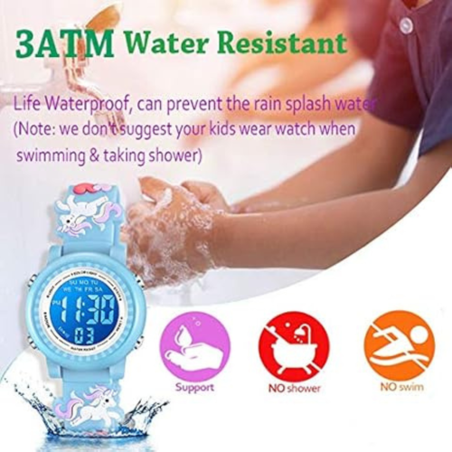 Kids Watches 3D Cartoon Waterproof 7 Color Lights Toddler Wrist Digital Watch with Alarm Stopwatch for 3-10 Year Girls Little Child