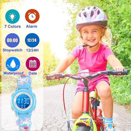 Kids Watches 3D Cartoon Waterproof 7 Color Lights Toddler Wrist Digital Watch with Alarm Stopwatch for 3-10 Year Girls Little Child