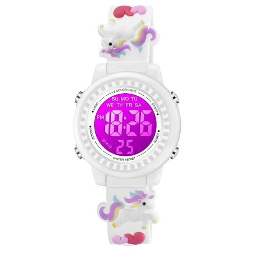 Kids Watches 3D Cartoon Waterproof 7 Color Lights Toddler Wrist Digital Watch with Alarm Stopwatch for 3-10 Year Girls Little Child