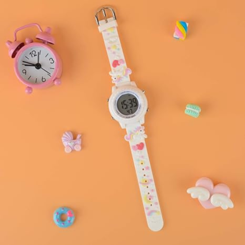 Kids Watches 3D Cartoon Waterproof 7 Color Lights Toddler Wrist Digital Watch with Alarm Stopwatch for 3-10 Year Girls Little Child