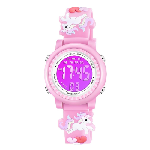 Kids Watches 3D Cartoon Waterproof 7 Color Lights Toddler Wrist Digital Watch with Alarm Stopwatch for 3-10 Year Girls Little Child