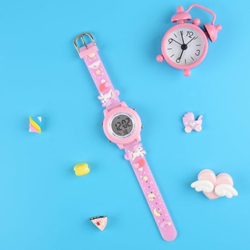Kids Watches 3D Cartoon Waterproof 7 Color Lights Toddler Wrist Digital Watch with Alarm Stopwatch for 3-10 Year Girls Little Child