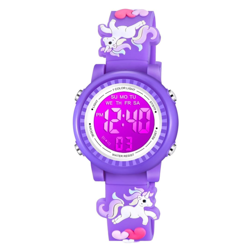 Kids Watches 3D Cartoon Waterproof 7 Color Lights Toddler Wrist Digital Watch with Alarm Stopwatch for 3-10 Year Girls Little Child