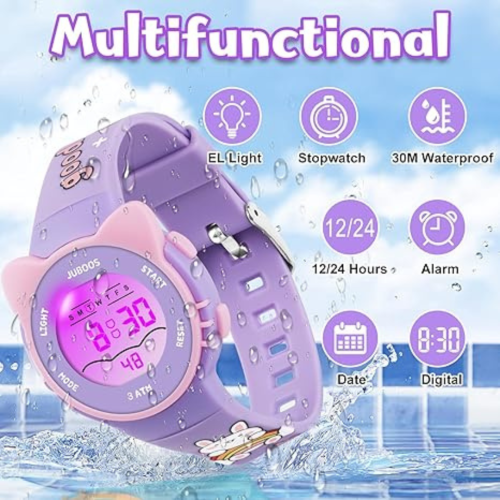 Kid's Digital Watch for Boys and Girls, Waterproof LCD Digital Sports Kids Watch with 7 Color LED Lights, Stopwatch, Alarm, Suitable for 4-12