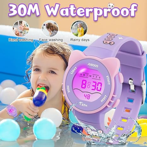 Kid's Digital Watch for Boys and Girls, Waterproof LCD Digital Sports Kids Watch with 7 Color LED Lights, Stopwatch, Alarm, Suitable for 4-12