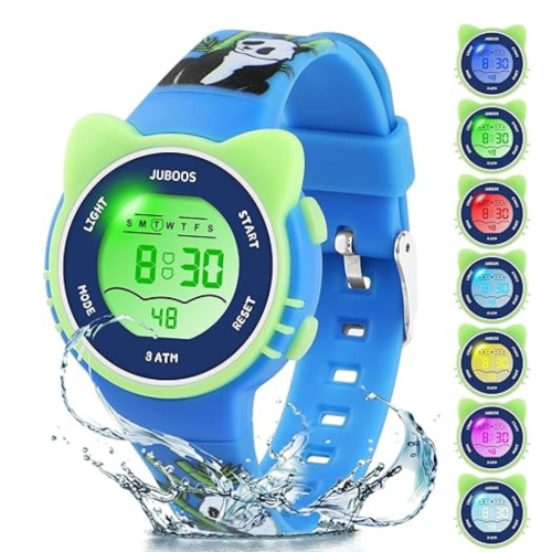 Kid's Digital Watch for Boys and Girls, Waterproof LCD Digital Sports Kids Watch with 7 Color LED Lights, Stopwatch, Alarm, Suitable for 4-12