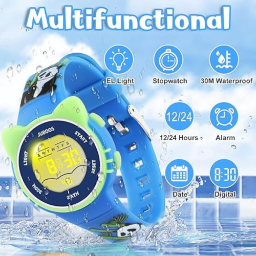 Kid's Digital Watch for Boys and Girls, Waterproof LCD Digital Sports Kids Watch with 7 Color LED Lights, Stopwatch, Alarm, Suitable for 4-12