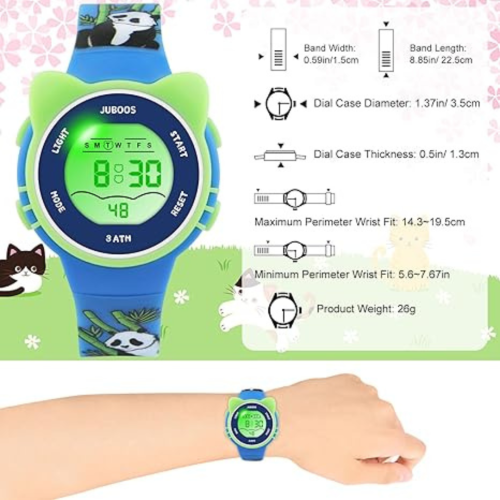 Kid's Digital Watch for Boys and Girls, Waterproof LCD Digital Sports Kids Watch with 7 Color LED Lights, Stopwatch, Alarm, Suitable for 4-12