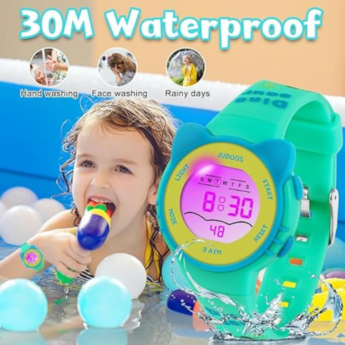 Kid's Digital Watch for Boys and Girls, Waterproof LCD Digital Sports Kids Watch with 7 Color LED Lights, Stopwatch, Alarm, Suitable for 4-12